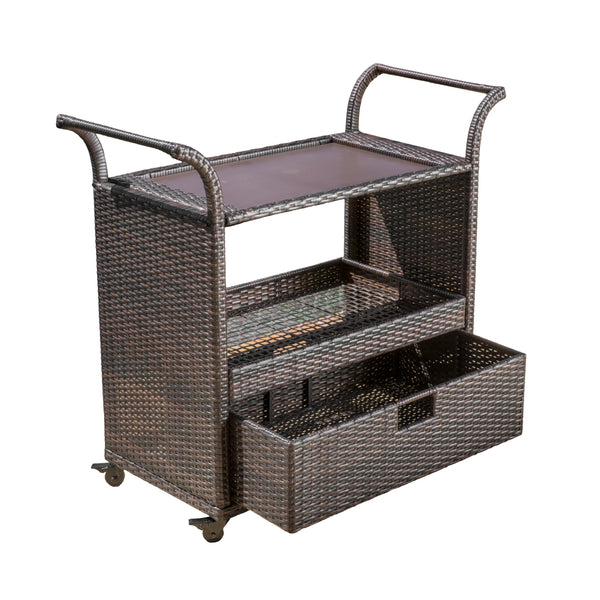 gdf studio Shelton Multi-Brown Wicker Bar Cart