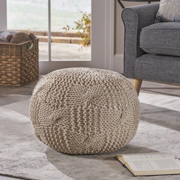 Gdf Studio Simi Knitted Cotton Pouf