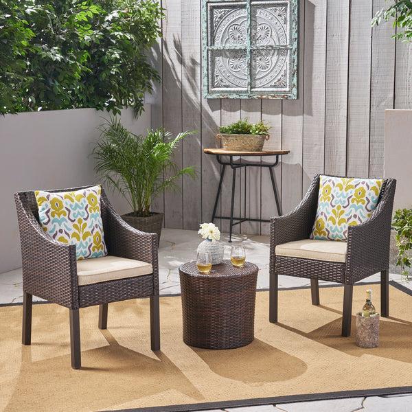 Gdf Studio Sims Outdoor 3 Piece Wicker Chat Set