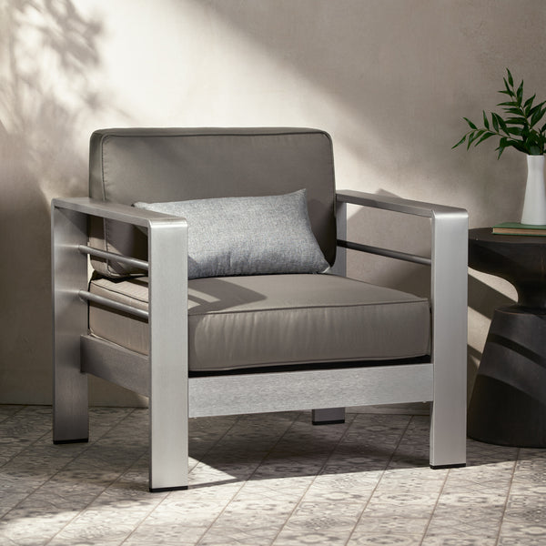 Gdf Studio Soledad Gray Fabric Outdoor Club Chair