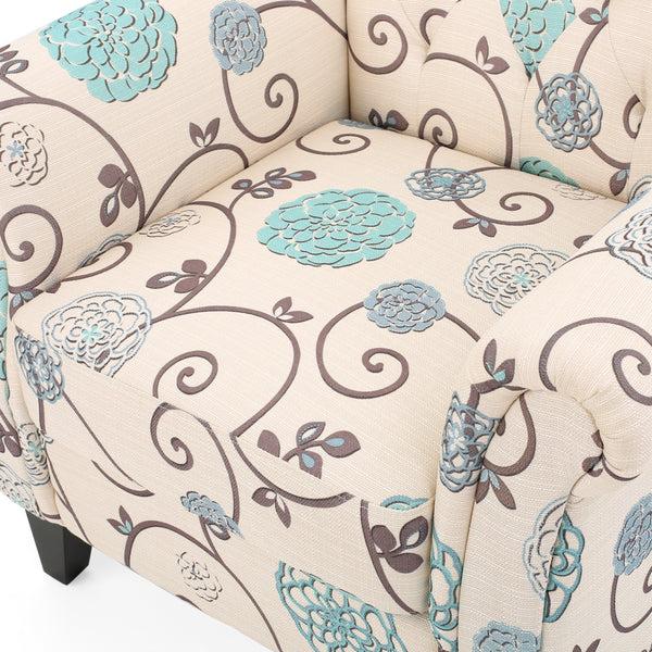 Gdf Studio Solvang Floral Tufted Fabric Club Chair