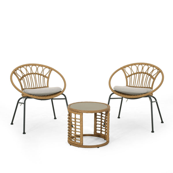 gdf studio Srihan Outdoor 3 Piece Wicker Chat Set
