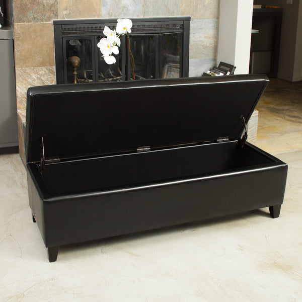 Gdf Studio Stratford Leather Storage Ottoman Bench