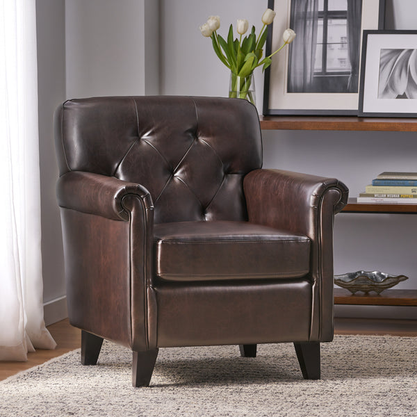 Gdf Studio Teague Tufted Rolled Arm Club Chair