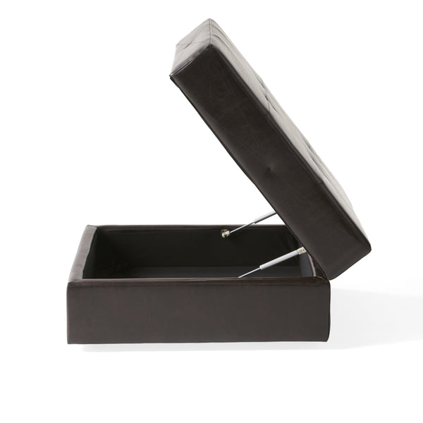 Gdf Studio Templeton Brown Leather Storage Ottoman