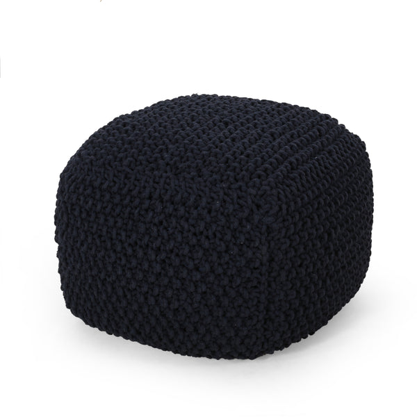 Gdf Studio Teresa Modern Knitted Cotton Cube Pouf
