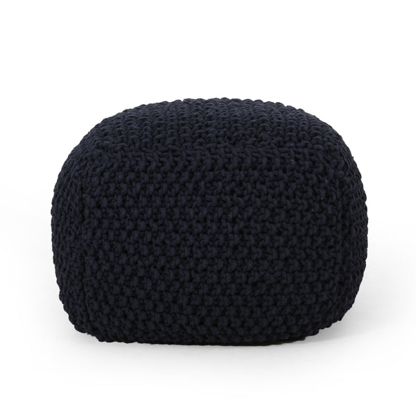 Gdf Studio Teresa Modern Knitted Cotton Cube Pouf