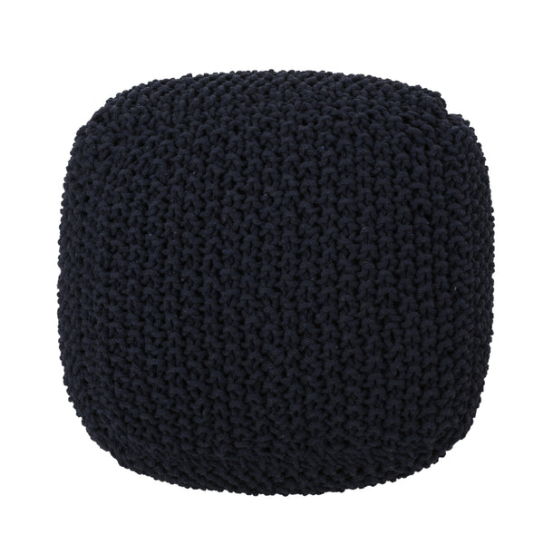 Gdf Studio Teresa Modern Knitted Cotton Cube Pouf