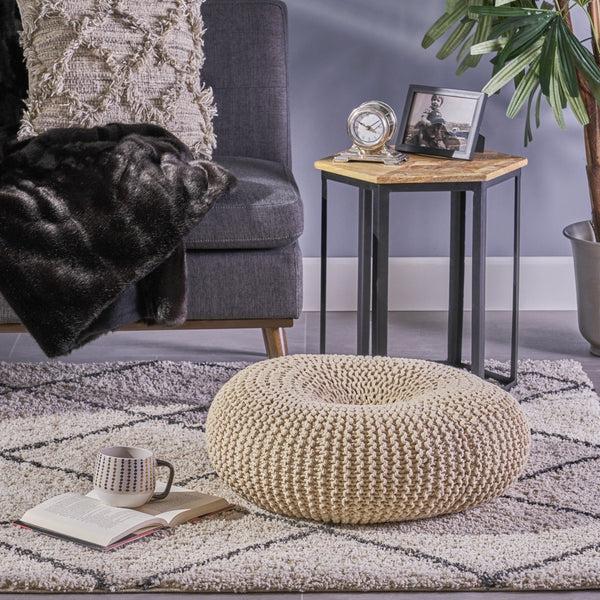 Gdf Studio Truda Knitted Cotton Donut Pouf