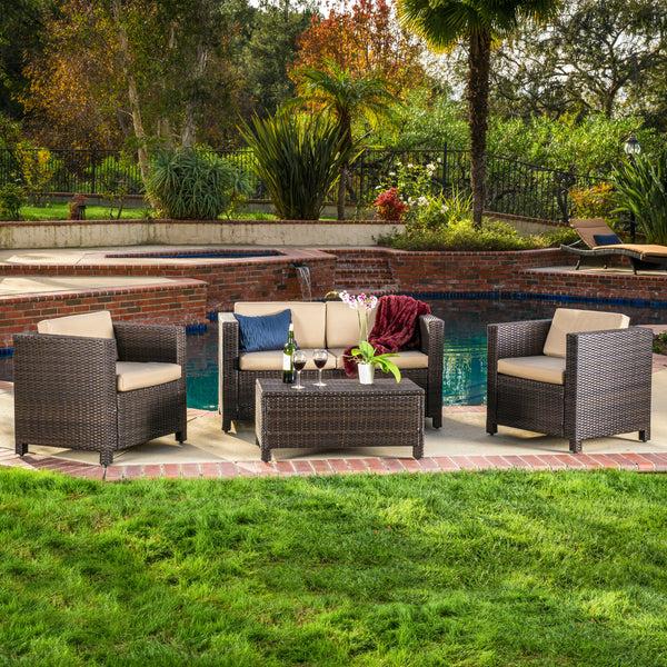 Gdf Studio Venice 4pc Outdoor Wicker Sofa Set