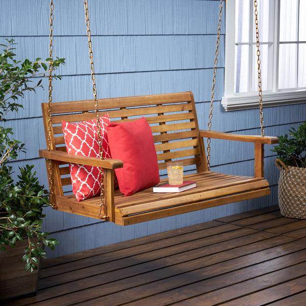 Gdf Studio Viola Outdoor Aacia Wood Porch Swing