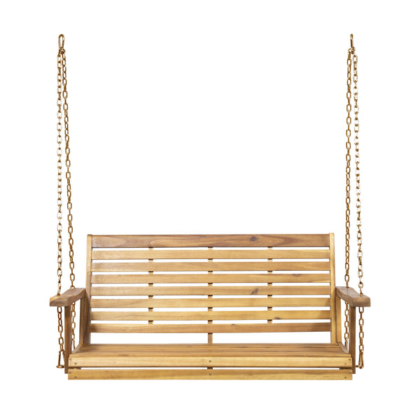 gdf studio Viola Outdoor Aacia Wood Porch Swing
