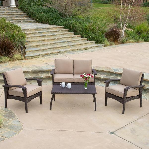 gdf studio Voyage Outdoor Brown Wicker Sofa Set