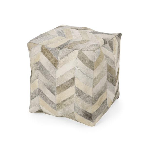 gdf studio Weikel Handcrafted Boho Cowhide Pouf