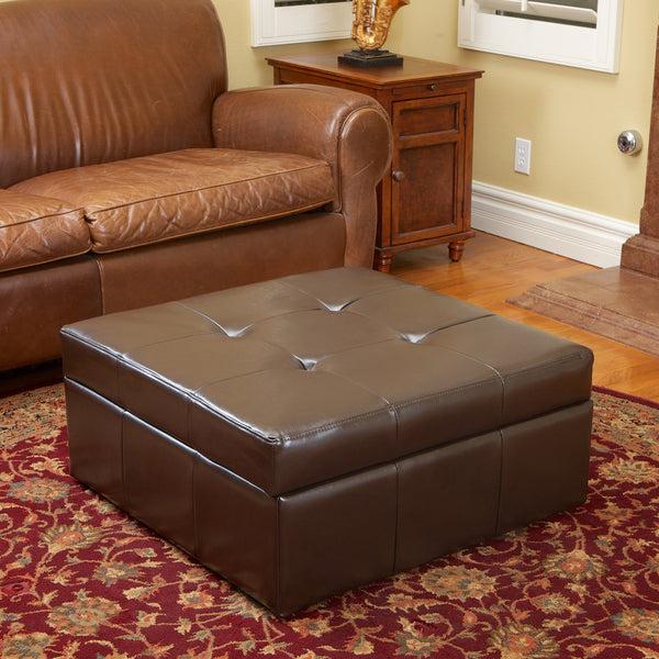 Gdf Studio Westridge Brown Leather Storage Ottoman