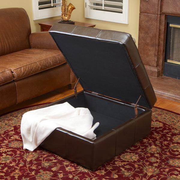 Gdf Studio Westridge Brown Leather Storage Ottoman