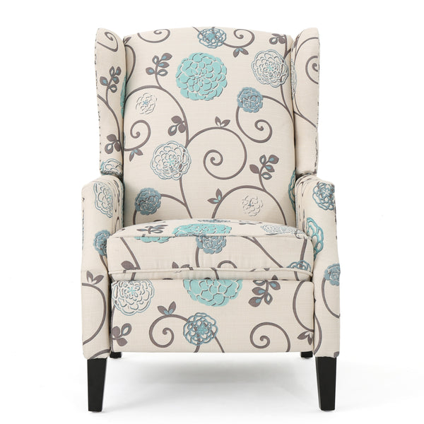 gdf studio Weyland Floral Fabric Wingback Recliner