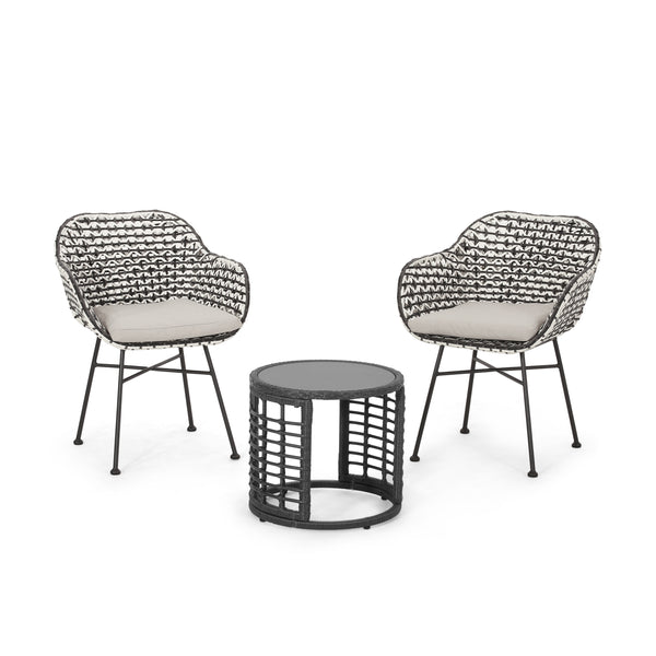 gdf studio Yedidya Outdoor 3 Piece Wicker Chat Set