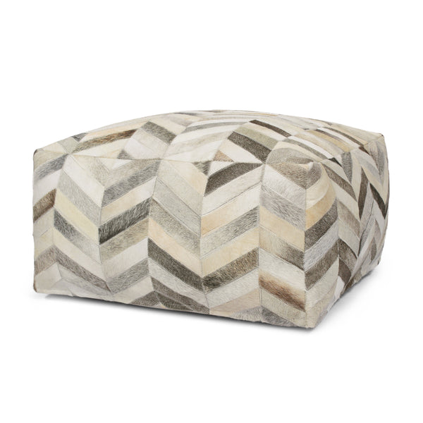 gdf studio Zagan Handcrafted Boho Cowhide Pouf