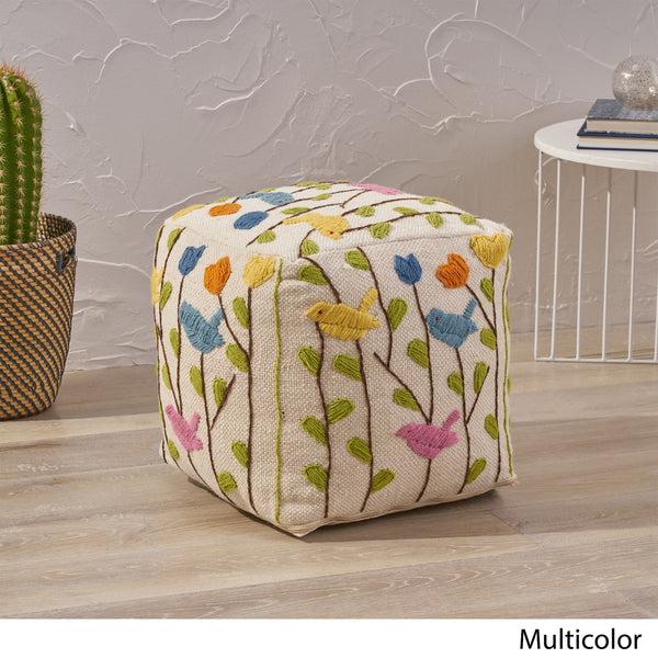 Gdf Studio Zeki Boho Wool Ottoman Pouf