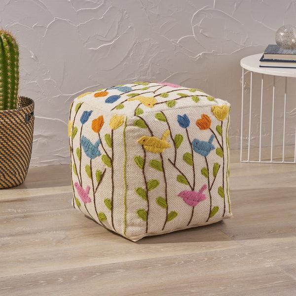 Gdf Studio Zeki Boho Wool Ottoman Pouf