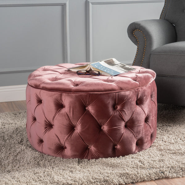 Gdf Studio Zuma Aqua New Velvet Ottoman