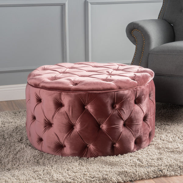 Gdf Studio Zuma Aqua New Velvet Ottoman