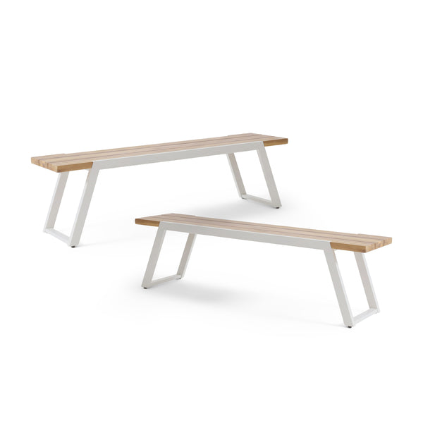 Gdf Studio Gebo Outdoor Acacia Wood And Iron Dining Bench