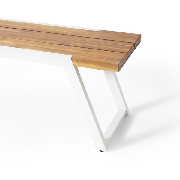 Gdf Studio Gebo Outdoor Acacia Wood And Iron Dining Bench