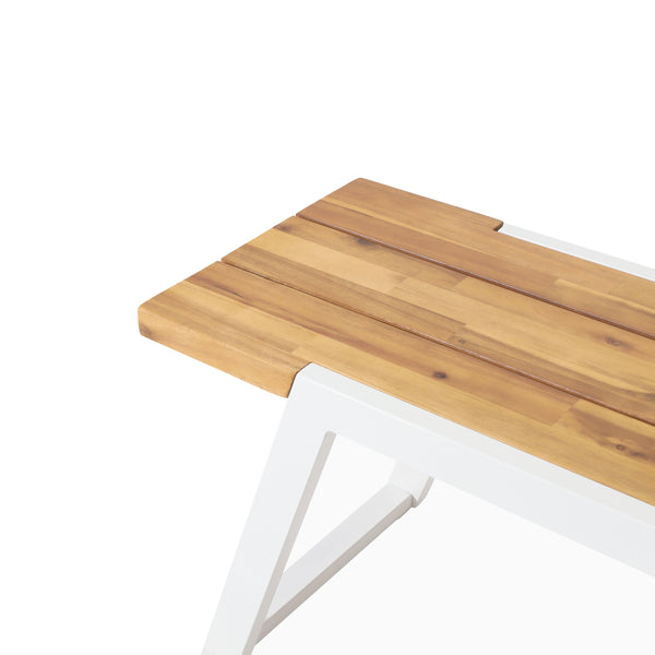 Gdf Studio Gebo Outdoor Acacia Wood And Iron Dining Bench