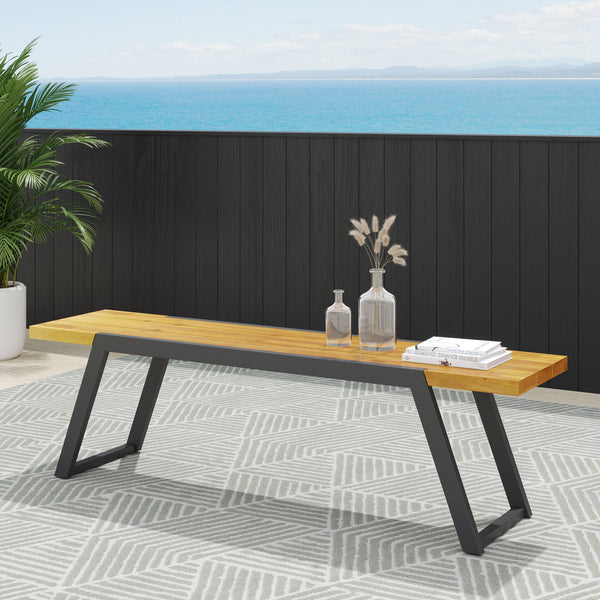 Gdf Studio Gebo Outdoor Modern Acacia Wood Dining Bench