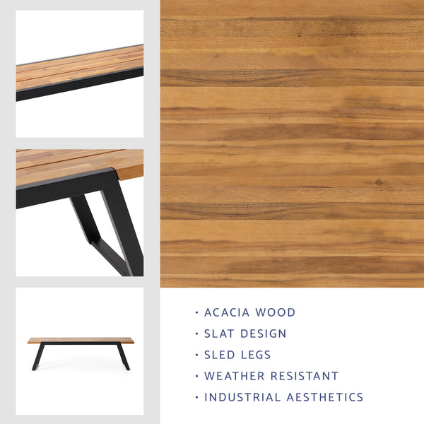 Gdf Studio Gebo Outdoor Modern Acacia Wood Dining Bench