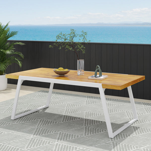 gdf studio Gebo Outdoor Modern Acacia Wood Dining Table