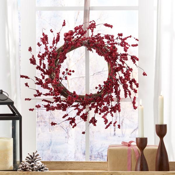 Gdf Studio Geddes 23.5" Mixed Berry Artificial Wreath Red