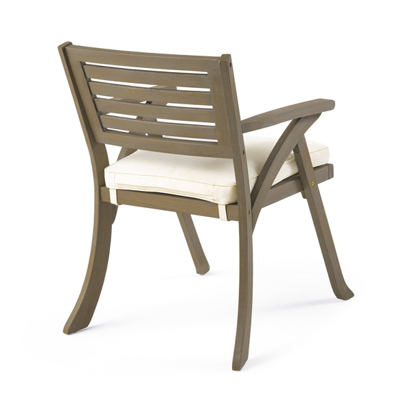 Gdf Studio George Outdoor 7 Piece Acacia Wood Dining Set Gray