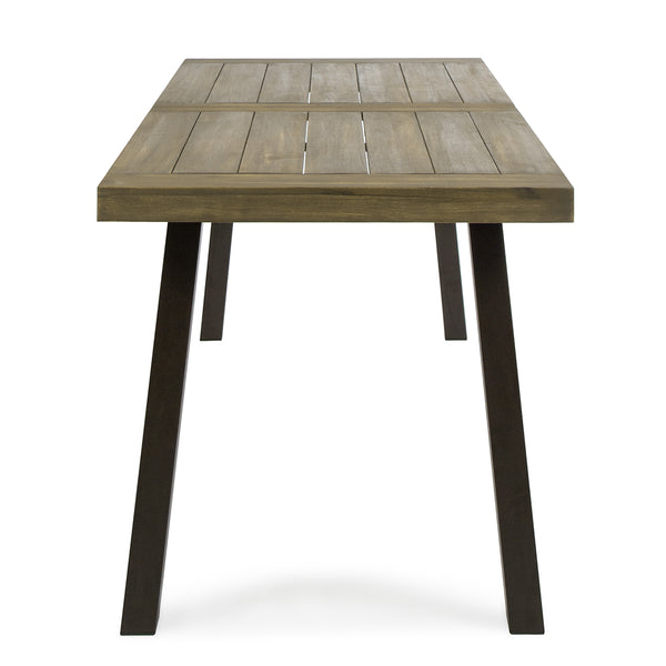 Gdf Studio George Outdoor 7 Piece Acacia Wood Dining Set Gray