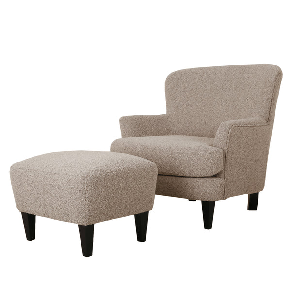 Gdf Studio Gerald Boucle Upholstered Club Chair And Ottoman Set