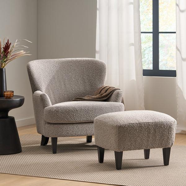 Gdf Studio Gerald Boucle Upholstered Club Chair And Ottoman Set