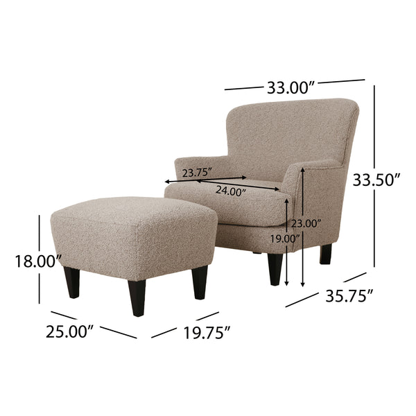 Gdf Studio Gerald Boucle Upholstered Club Chair And Ottoman Set