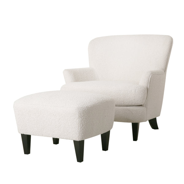 gdf studio Gerald Boucle Upholstered Club Chair and Ottoman Set