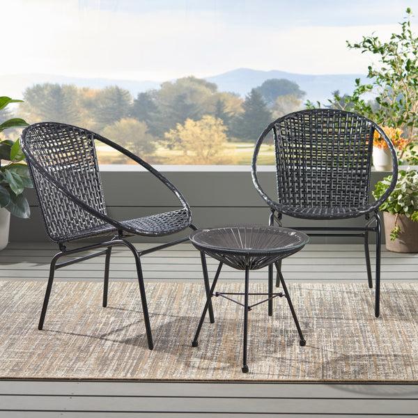 Gdf Studio German Outdoor Modern 2 Seater Faux Rattan Chat Set