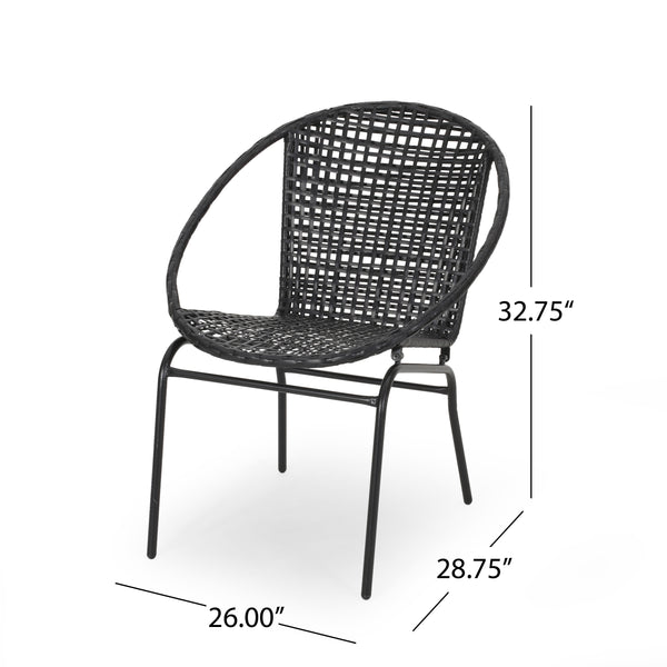 Gdf Studio German Outdoor Modern 2 Seater Faux Rattan Chat Set