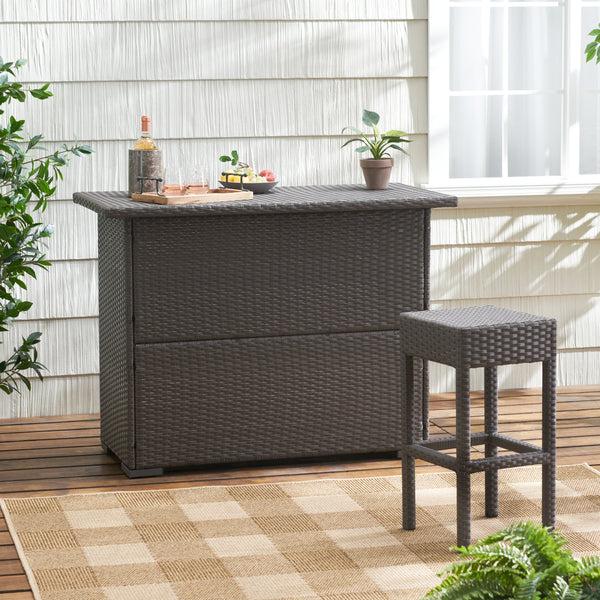Gdf Studio Germar Contemporary Outdoor Dark Brown Polyethylene Bar