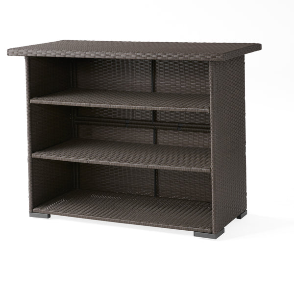 gdf studio Germar Contemporary Outdoor Dark Brown Polyethylene Bar