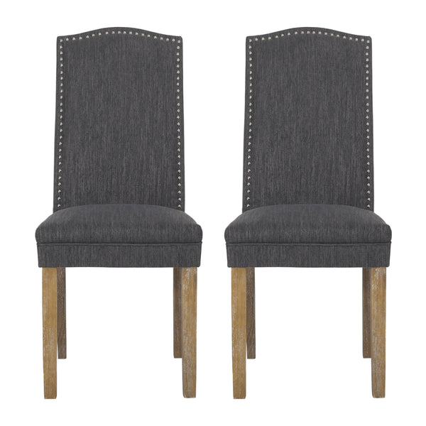 Gdf Studio Geromin Contemporary Fabric Dining Chairs With Nailhead Trim Set Of 2