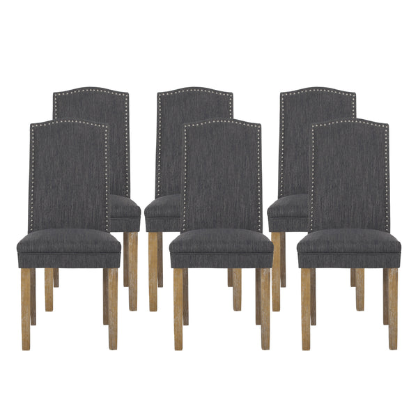 Gdf Studio Geromin Contemporary Fabric Dining Chairs With Nailhead Trim Set Of 6