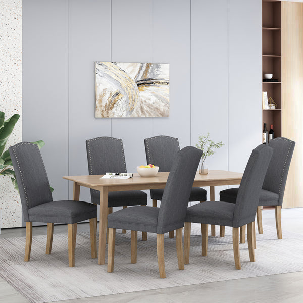 gdf studio Geromin Contemporary Fabric Dining Chairs with Nailhead Trim Set of 6