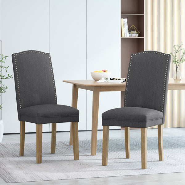 gdf studio Geromin Contemporary Fabric Dining Chairs with Nailhead Trim Set of 2