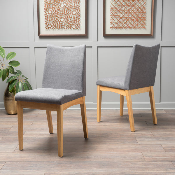 Gdf Studio Gertrude Fabric & Wood Finish Mid-Century Modern Dining Chairs (Set Of 2)