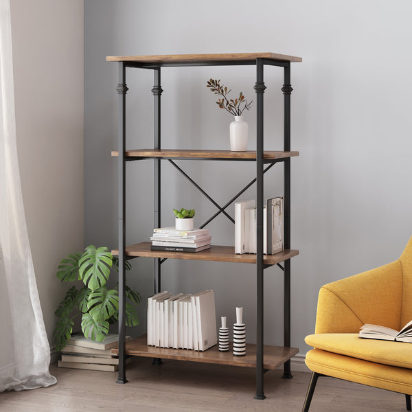 gdf studio Gessling Modern Industrial 4 Shelf Etagere Bookcase